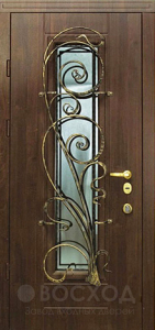Фото  Стальная дверь Дверь с ковкой №17 с отделкой Массив дуба