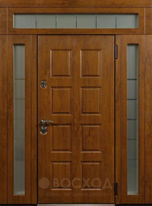 Фото стальная дверь Дверь со вставкой №20 с отделкой Массив дуба