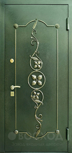 Фото стальная дверь Дверь с ковкой №1 с отделкой Массив дуба