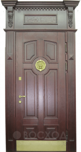 Фото стальная дверь Дверь со вставкой №24 с отделкой Массив дуба